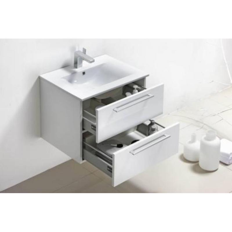 Badmeubel Roma 60 Cm Hoogglans Wit/Hoogglans Antraciet
