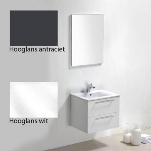 Badmeubel Roma 60 Cm Hoogglans Wit/Hoogglans Antraciet