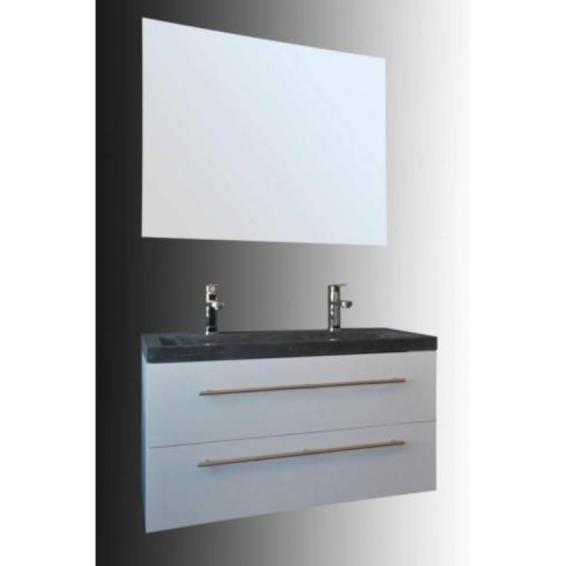 Badmeubel Compact 100 Cm Stone (Hoogglans Wit Of Antraciet)
