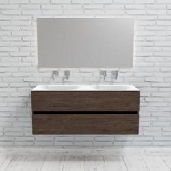 120cm badkamermeubel donker eiken met solid surface wastafel
