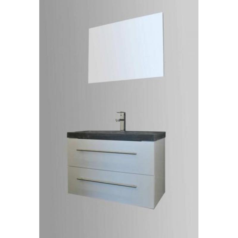 Badmeubel Compact 100 Cm Stone (Hoogglans Wit Of Antraciet)