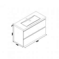 Badmeubel Set Extra Compact 80X36 Cm Hoogglans Grijs