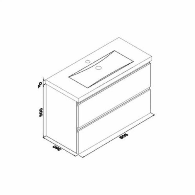 Badmeubel Set Extra Compact 80X36 Cm Hoogglans Grijs