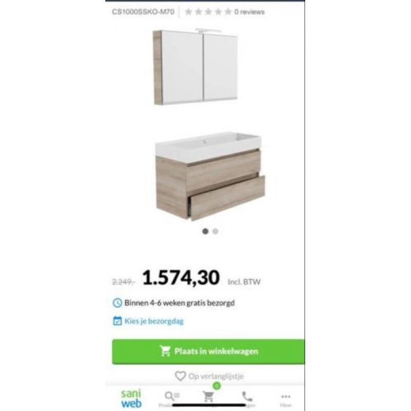 Primabad coast 100 cm met dubbele wasbak nieuw in de doos