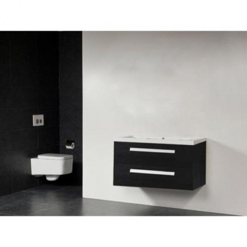Saniclass Foggia badmeubelset 100cm 0 kraangaten Black wood