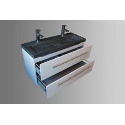 Badmeubel Compact 100 Cm Stone (Hoogglans Wit Of Antraciet)