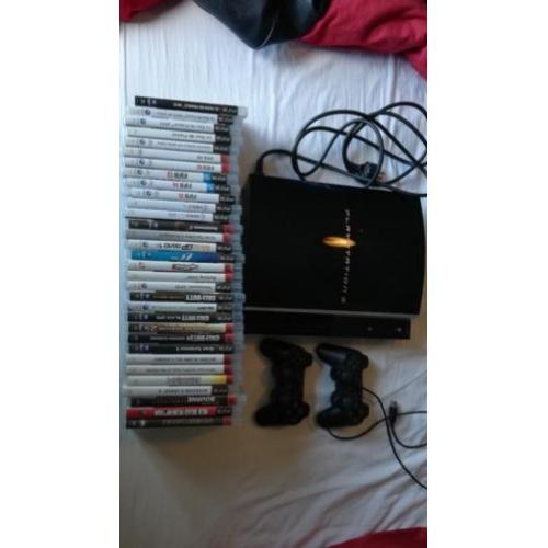 Playstation 3 80 gb, cechk04 met 32 spellen, 2 controllers e